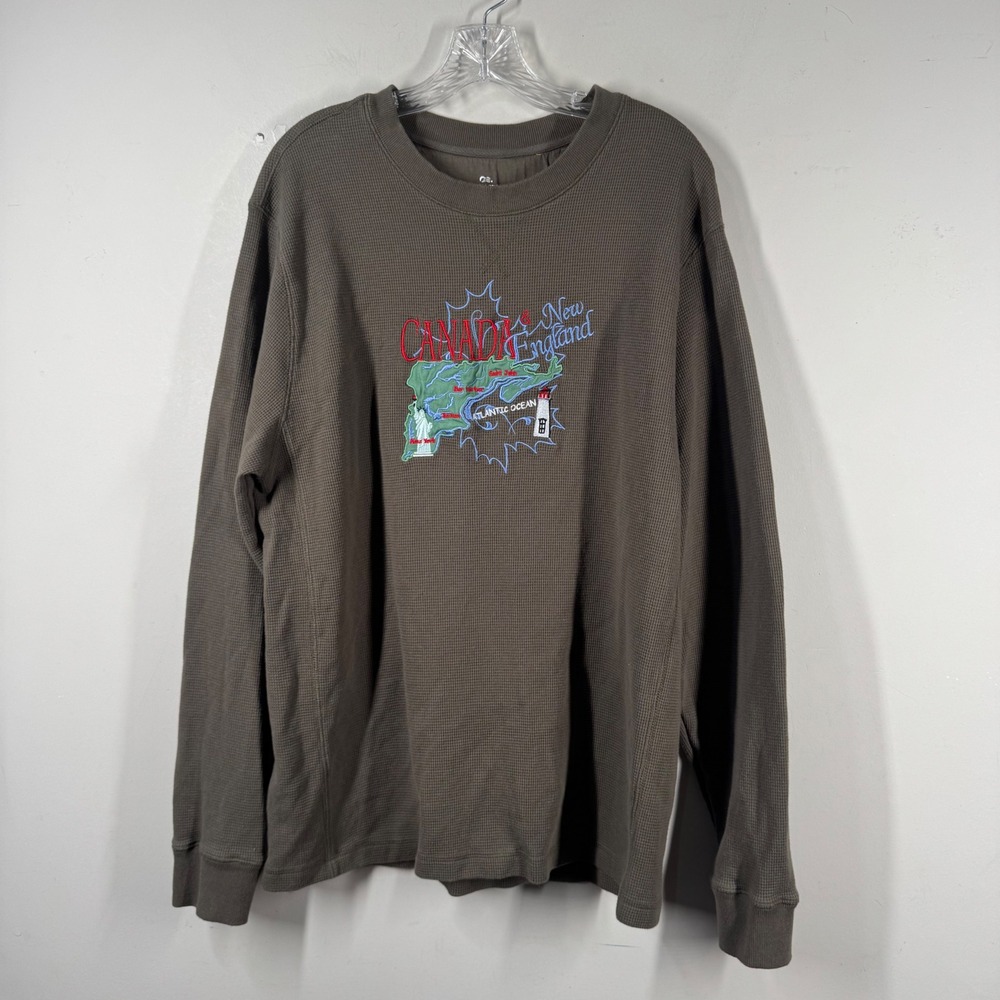 Princess Cruises Mens XXL Canada New England Thermal Waffle Knit Shirt Brown